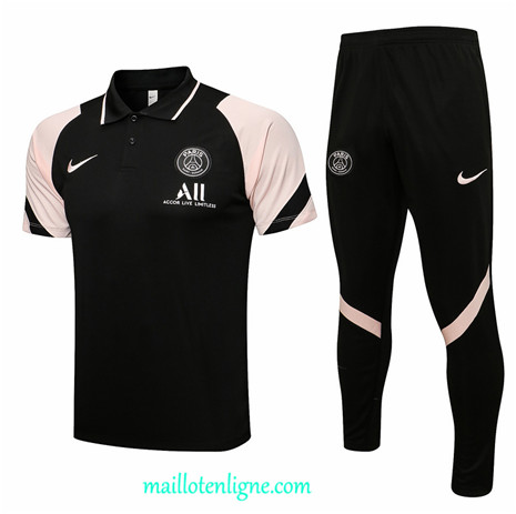 Thai Maillot Ensemble Polo PSG Training Noir/Rose 2021 2022