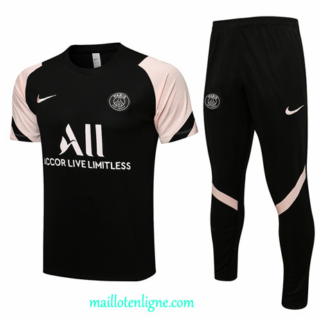 Thai Maillot Ensemble PSG Training Noir/Rose 2021 2022