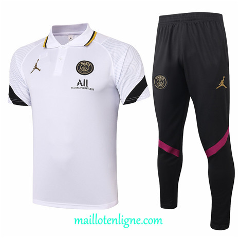 Thai Maillot Ensemble Polo Jordan PSG Training Blanc 2021 2022