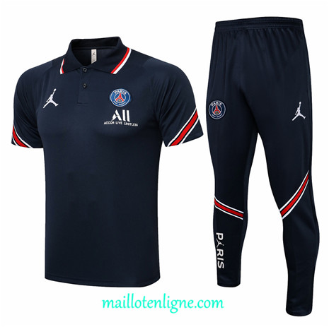 Thai Maillot Ensemble POLO Jordan PSG Training Bleu Marine 2021 2022