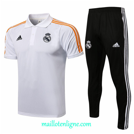 Thai Maillot Ensemble Polo Real Madrid Training Blanc/Orange 2021 2022