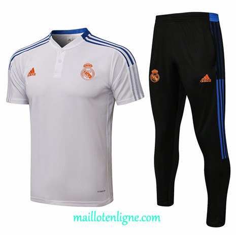 Thai Maillot Ensemble Polo Real Madrid Training Blanc 2021 2022