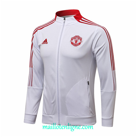 Thai Veste foot Manchester United Blanc Col Haut 2021 2022