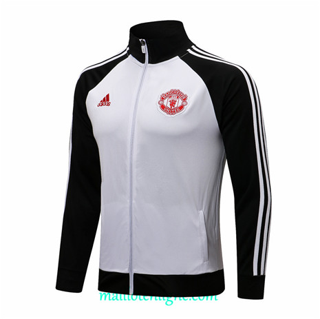 Thai Veste foot Manchester United Blanc/Noir Col Haut 2021 2022