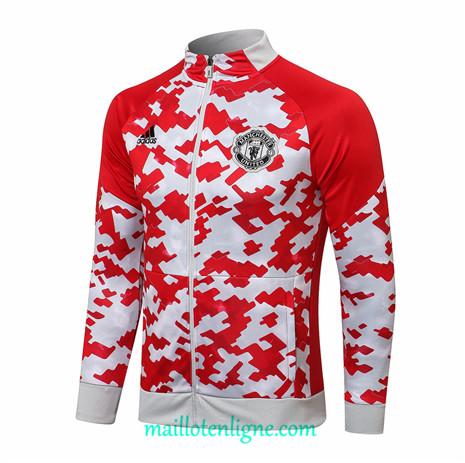 Thai Veste foot Manchester United Rouge/Blanc 2021 2022 Col Haut