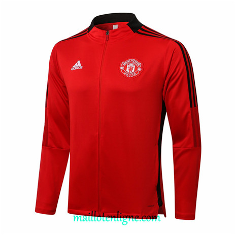 Thai Veste foot Manchester United Rouge/Noir Col Haut 2021 2022