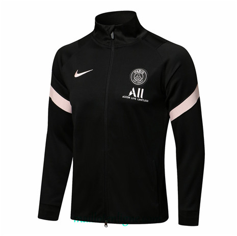 Thai Veste foot PSG Noir 2021 2022 Col Haut