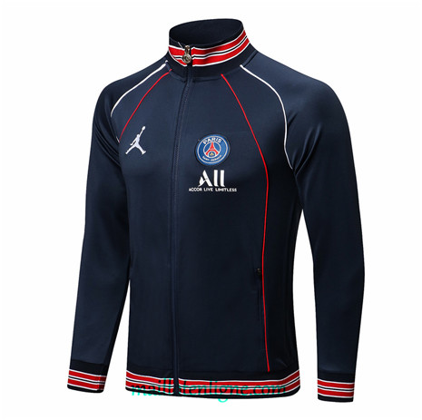 Thai Veste foot PSG Jordan Bleu Marine /Rouge 2021 2022