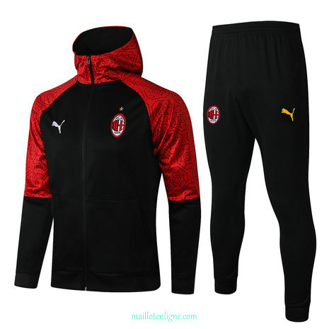 Thai Ensemble foot AC Milan Veste Survetement 2021 2022 a Capuche Noir