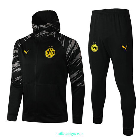 Thai Ensemble foot Borussia Dortmund Veste Survetement 2021 2022 a Capuche Noir