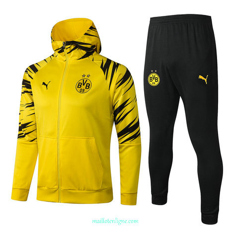 Thai Ensemble foot Borussia Dortmund Veste Survetement 2021 2022 a Capuche Jaune