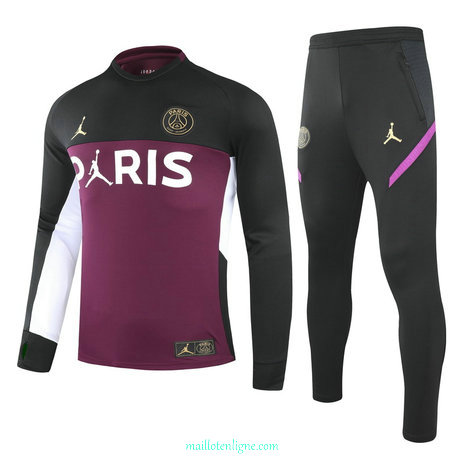 Thai Ensemble foot PSG Jordan Survetement 2021 2022 Violet Col Rond