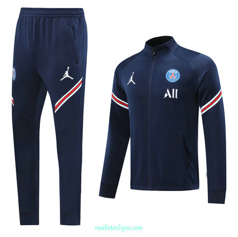 Thai Ensemble foot PSG Veste Survetement 2021 2022 Bleu Marine