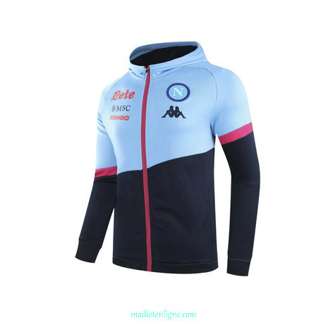 Thai Veste foot Naples Bleu Marine à Capuche 2021 2022