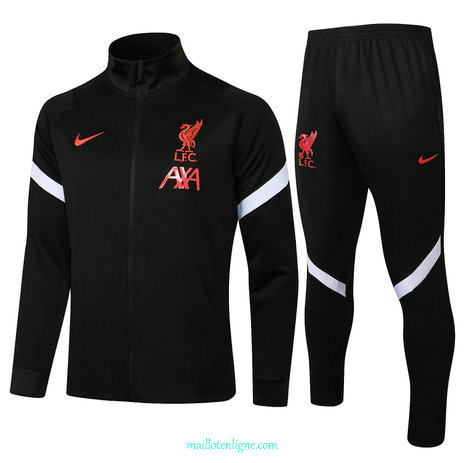 Thai Ensemble foot Liverpool Veste Survetement Noir 2021 2022