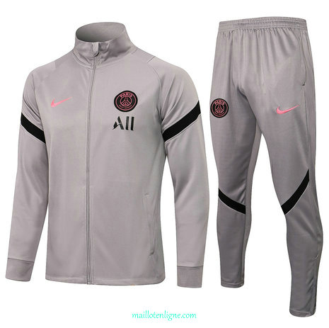 Thai Ensemble foot PSG Veste Survetement Gris clair 2021 2022