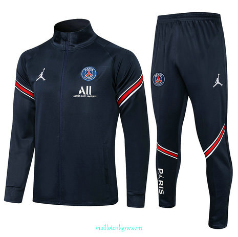 Thai Ensemble foot PSG Jordan Veste Survetement Bleu Marine 2021 2022