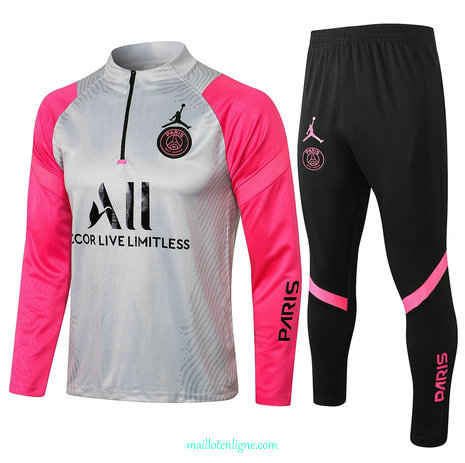 Thai Ensemble foot PSG Jordan Survetement Blanc/Rose 2021 2022