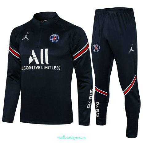 Thai Ensemble foot PSG Jordan Survetement Bleu Marine 2021 2022