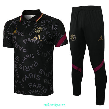 Thai Maillot du Polo PSG Jordan Training Noir 2021 2022