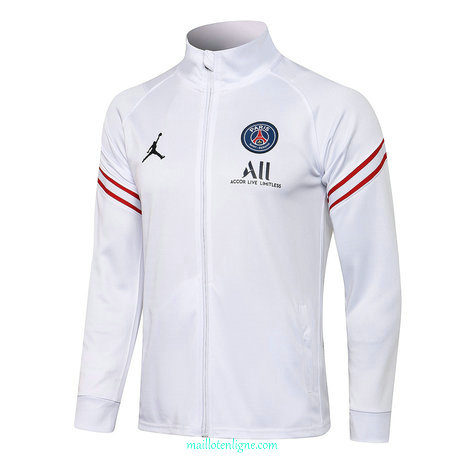 Thai Veste foot PSG Jordan Blanc Col Haut 2021 2022