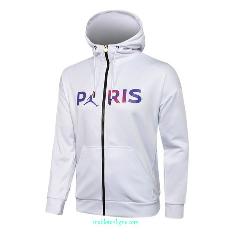 Thai Veste foot PSG Jordan a Capuche Blanc 2021 2022