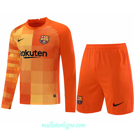 Thai Maillot du Barcelone Short + Gardien de but Manche Longue Orange 2021/2022