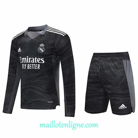 Thai Maillot du Real Madrid Short + Gardien de but Manche Longue Noir 2021/2022