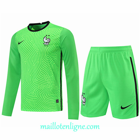 Thai Maillot du France Short + Gardien de but Manche Longue Vert 2021/2022