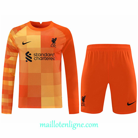 Thai Maillot du Liverpool Short + Gardien de but Manche Longue Orange 2021/2022