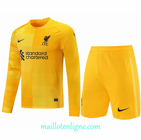 Thai Maillot du Liverpool Gardien de but Manche Longue + short Jaune 2021/2022