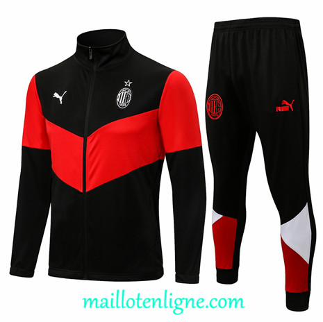 Thai Ensemble foot AC Milan Veste Survetement Noir 2021 2022