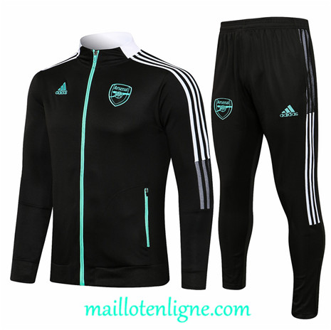 Thai Ensemble foot Arsenal Veste Survetement Noir 2021 2022