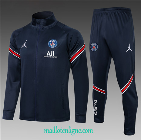 Thai Ensemble foot Jordan PSG Veste Enfant Survetement Bleu Marine 2021 2022