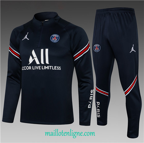 Thai Ensemble foot Jordan PSG Enfant Survetement Bleu Marine 2021 2022