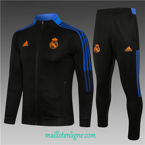 Thai Ensemble foot Real Madrid Veste Enfant Survetement Noir 2021 2022