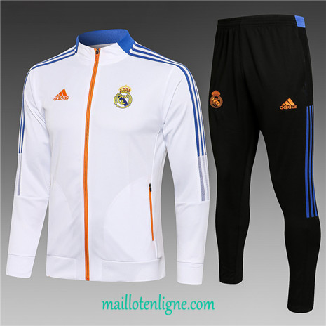 Thai Ensemble foot Real Madrid Veste Enfant Survetement Blanc 2021 2022