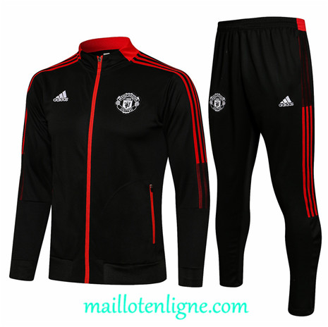 Thai Ensemble foot Manchester United Veste Survetement Noir 2021 2022