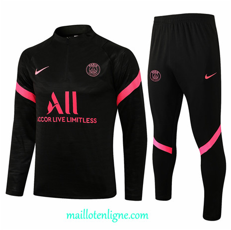 Thai Ensemble foot PSG Survetement Noir 2021 2022