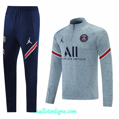 Thai Ensemble foot PSG Jordan Survetement Gris 2021 2022