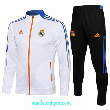 Thai Ensemble foot Real Madrid Veste Survetement Blanc 2021 2022