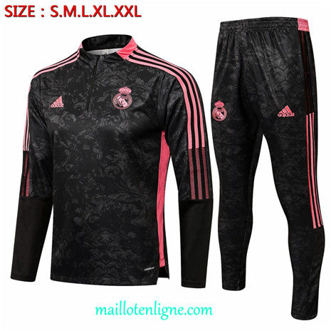 Thai Ensemble foot Real Madrid Survetement Noir/Rouge 2021 2022