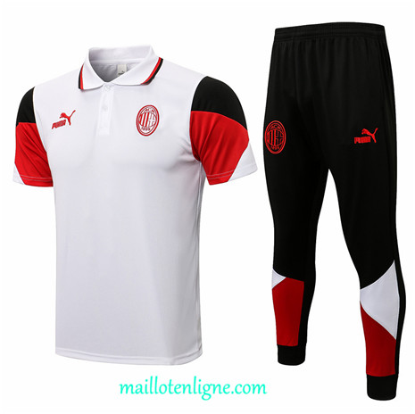 Thai Maillot de Ensemble Polo AC Milan Training Blanc 2021 2022