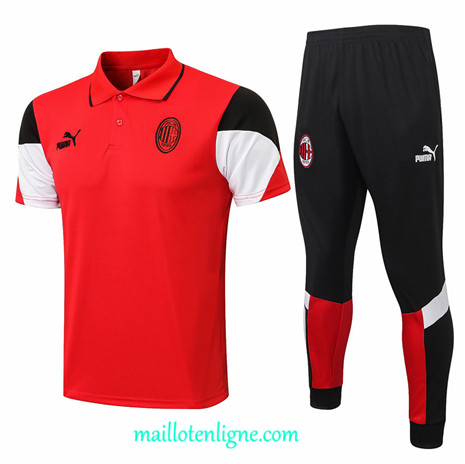 Thai Maillot de Ensemble Polo AC Milan Training Rouge 2021 2022