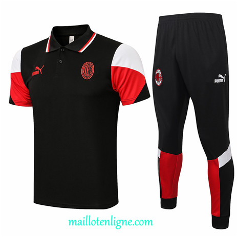 Thai Maillot de Ensemble Polo AC Milan Training Noir 2021 2022