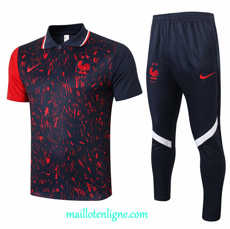 Thai Maillot de Ensemble Polo France Training Noir/Rouge 2021 2022