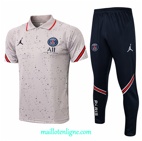 Thai Maillot de Ensemble PSG Polo Gris Clair 2021 2022