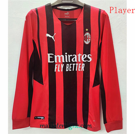 Thai Maillot Player AC Milan Domicile Manche Longue 2021 2022