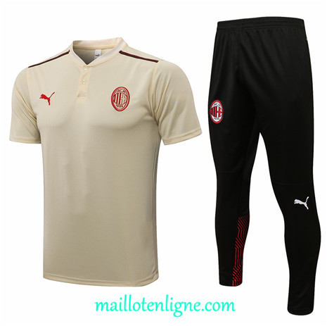 Thai Maillot Ensemble Polo AC Milan Training foot Jaune 2021 2022