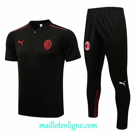 Thai Maillot Ensemble Polo AC Milan Training foot Noir 2021 2022